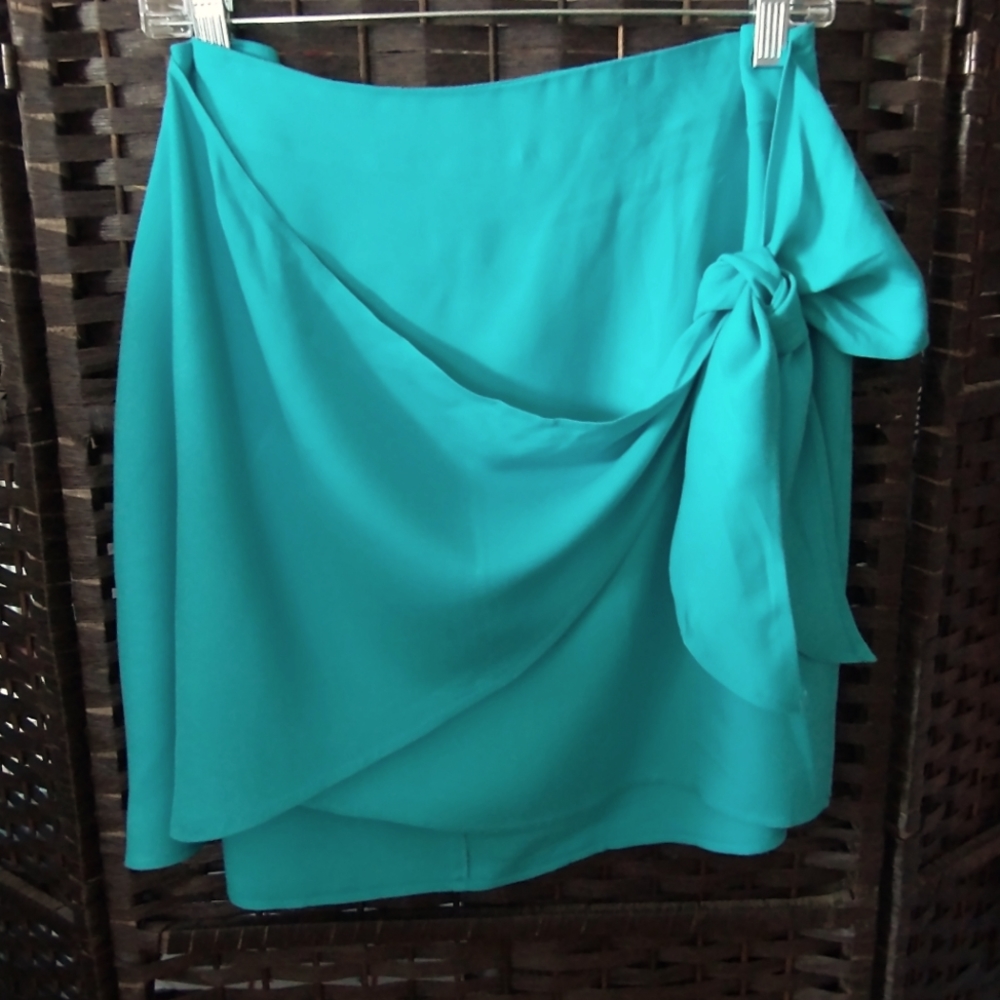 XXL NWT SHOEDAZZLE Aqua Green Faux Wrap Skirt - Picture 9 of 15